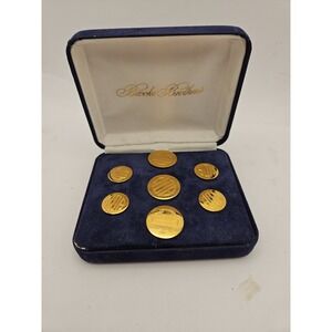 Brooks Brothers Cufflinks Polished Brass with Case Care Guide, Excellent